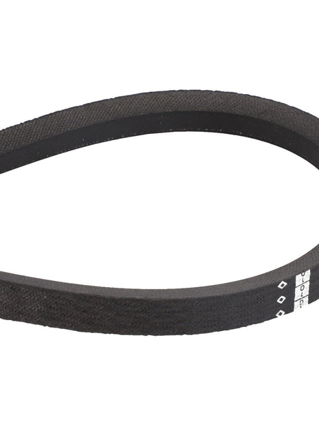 The AGCO | BELT - CG1350615010 is a durable black rubber V-belt with a textured surface, seamlessly formed into a sturdy loop.