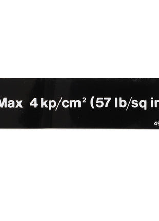 A black label with white text stating "Max 4 kp/cm² (57 lb/sq in)" and the number "D49187500" in the corner. This is a decal from AGCO, specifically product AGCO | DECAL - D49187500, but no current product description information is available.