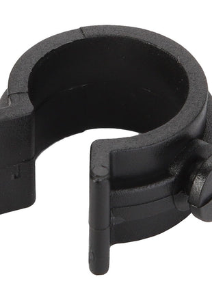 AGCO's Clip - Acp0328590 is a black plastic clamp with a cylindrical shape and an adjustable screw.