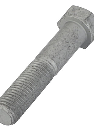 A close-up image showcases an AGCO Hexagonal Bolt - Acw0884550 from AGCO, featuring a weathered steel finish with a threaded shank and hexagonal head, revealing signs of slight tarnishing.