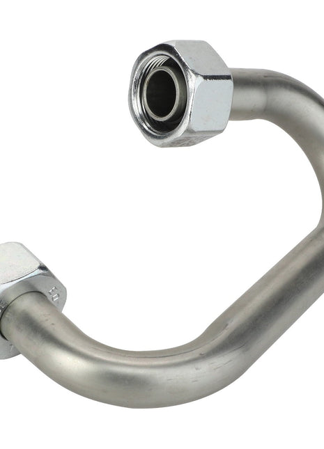 The AGCO Pipe - Acp0326880 is a metal pipe with a U-shaped bend, featuring threaded hexagonal fittings at both ends. No current product description available.