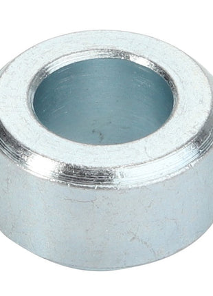 A metallic washer with a circular hole in the center, featuring a smooth, reflective surface. Product Name: AGCO | Spacer - Acp0418830 by AGCO.
