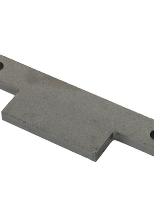 AGCO PLATE - ACP0426670 is a rectangular metal bracket featuring two circular holes on opposite ends and a notch on one side. For any questions relating to this product, please contact our support team.
