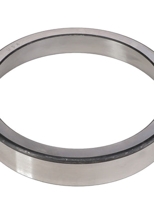 The AGCO | BEARING CUP - AG711901, a metallic, circular bearing ring with a smooth, reflective surface, is likely designed for handling radial loads in machinery or automotive applications.