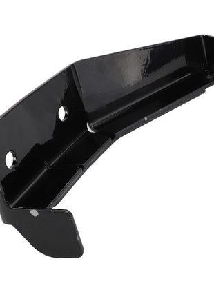 The AGCO Door Support - Acw1978890 is a black metal bracket featuring three circular mounting holes and an end bent at a right angle. Currently, no further product description information is available.