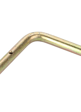 A gold-colored metallic L-shaped pin with a small hole near the bend, identified as the AGCO | LEVER - D28281625 by AGCO, is shown on a white background. No current product description information is available.