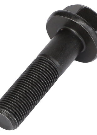 Introducing the AGCO | HEXAGON FLANGE BOLT - AG609314, a sleek black hex bolt featuring a threaded shaft and a washer flange, with no current product description information available.