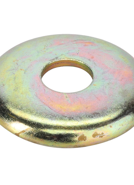 An AGCO | Disc - Fel150091 metal fender washer with a central hole, exhibiting a slightly reflective surface and subtle hints of discoloration.