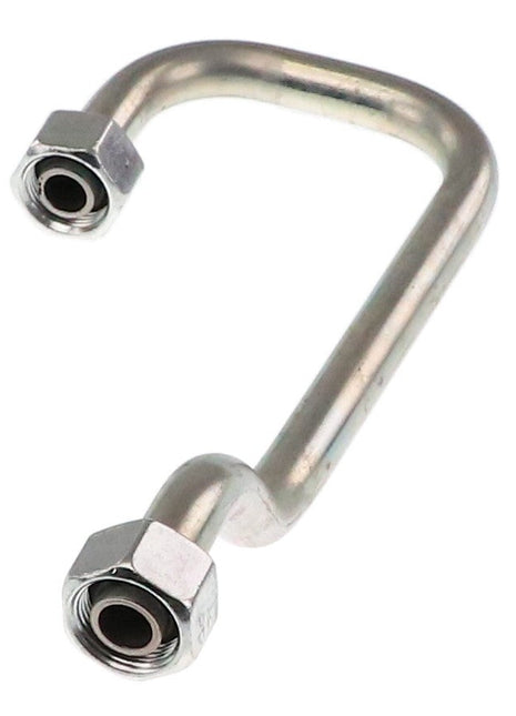 The AGCO | SUPPLY CABLE - F716501030670 from AGCO features a metal tube with hexagonal connectors at both ends, bent into a rectangular "U" shape.