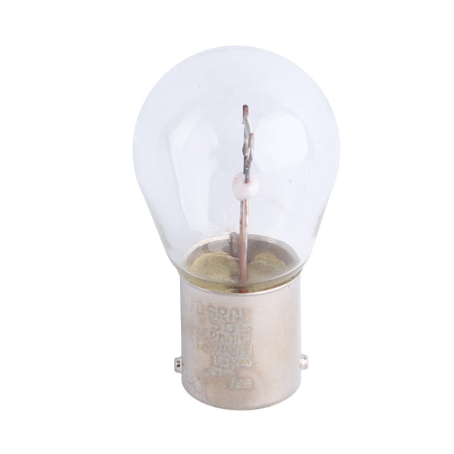 A small clear incandescent light bulb with a metal base and visible filament inside, the AGCO | Bulb 12V 21W - 6210874M1 by AGCO offers reliability and efficiency for everyday use.