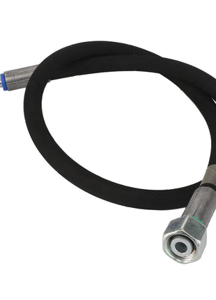 The AGCO | Hose - Acw5258520 is a coiled hydraulic hose with metal connectors on both ends, designed for transferring fluid in hydraulic systems. There is no current information available about recent updates or changes to this product.
