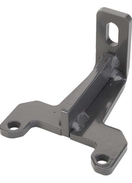 Introducing the AGCO Bracket - Acw1176090 by AGCO: a sturdy gray metal bracket featuring two circular mounting holes at the base and one rectangular slot at the top. Unfortunately, no current product description information is available.