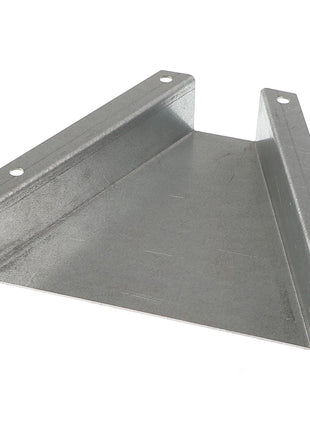 A metal bracket, the AGCO | FUNNEL - ACW1838440 from AGCO, is shown. It features a triangular shape with four holes and straight, raised sides, making it ideal for sturdy and reliable support.