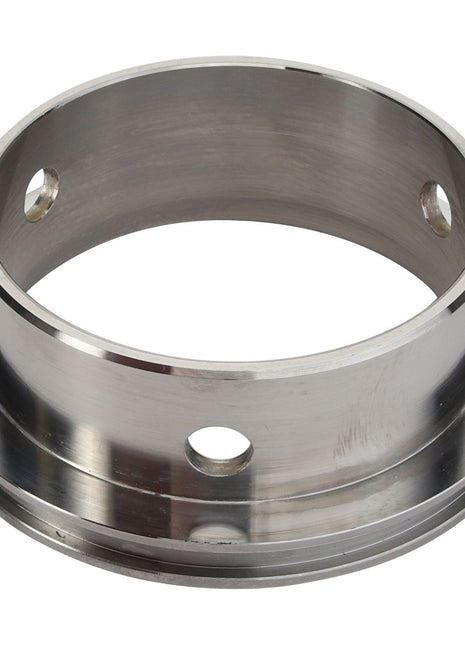 A metallic cylindrical ring with a flanged base and multiple holes drilled evenly around its circumference, known as the AGCO | Bush - 6210006M1 by the brand AGCO. No current product description available.