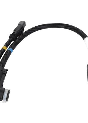 The AGCO | Hose - Acw039804A is a black, flexible automotive cable assembly featuring protective corrugated tubing and connector plugs on both ends. No additional product description details are currently available.