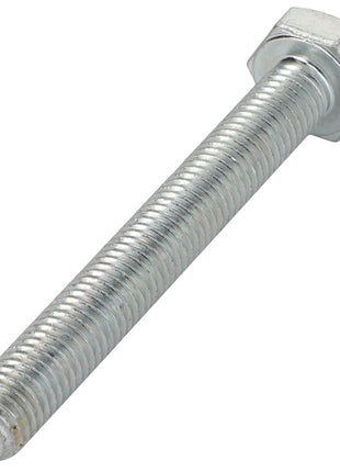 A close-up image of the AGCO | Hex Cap Screw - La15215221, showcasing its silver finish, detailed hex-head, full length, and intricate thread pattern. No current product description available.
