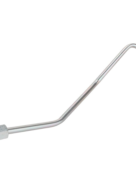 The AGCO Right Hand Brake Pipe - Acw7085900 is a meticulously bent metal automotive fuel line equipped with connector fittings on both ends, ensuring precise fitment. No current product description information is available for this item.