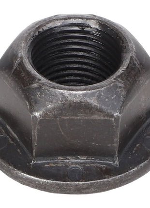 A close-up view of the AGCO HEX FLANGE NUT - AG609313 reveals its hexagonal shape and threaded interior, but please note, there is no additional product information available.