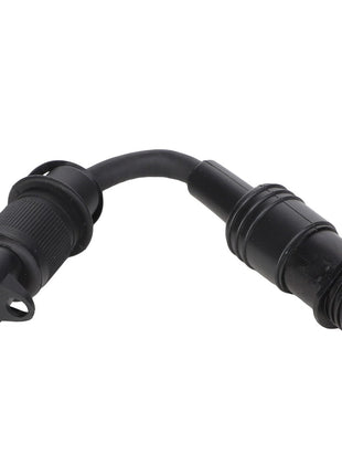 Introducing the AGCO Adapter - Acp0276390: a black electrical adapter cable with two different connectors at each end and a flexible segment in the middle, brought to you by AGCO.