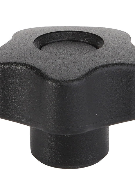 The AGCO Knob - Acw1578700 is a black plastic star knob with a cylindrical base and textured surface for grip, commonly used for tightening or loosening screws and bolts. There is no information available about its manufacturer.