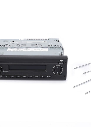 AGCO | Radio - Acv0767720 by AGCO is a car stereo head unit featuring several buttons, a display, and a CD slot. It comes with two metal removal tools. No current product description available.