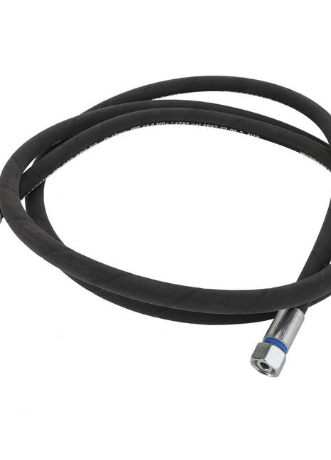 The AGCO | Hydr. Hose - Acw0279540 is a black hydraulic hose featuring metal fittings at both ends, coiled in a loop. Currently, there is no additional product description information available.