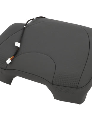Product Description: The AGCO | Cushion - Acp0214300 is a high-quality black cushioned car seat component. It features attached wiring that extends outward from the seat, terminating in two white connectors. This product, made by the reputable brand AGCO, ensures reliable performance and comfort.