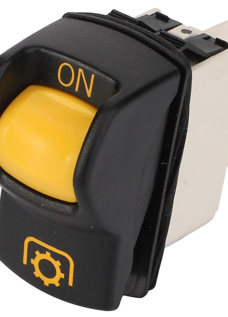 The AGCO Switch - Acp0331390, featuring a black and yellow rocker switch in the ON position with a gear symbol below it, currently has no available product description.