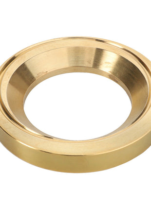 The current product description for the AGCO Adjusting Washer - Acp0369110 from AGCO highlights a brass ring with a wide, flat surface and a hollow center, accented by a narrow groove near the inner edge.