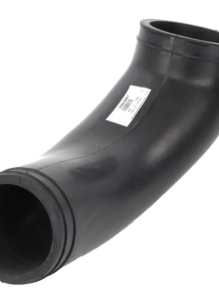 The AGCO Hose - 4280590M1 is a curved black plastic pipe with a label attached near the middle. No current product description is available for this item.