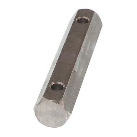 The AGCO Hex Shaft - Fel153136 is a metal rod with a rectangular cross-section, featuring two circular holes along its length. No current product description available.