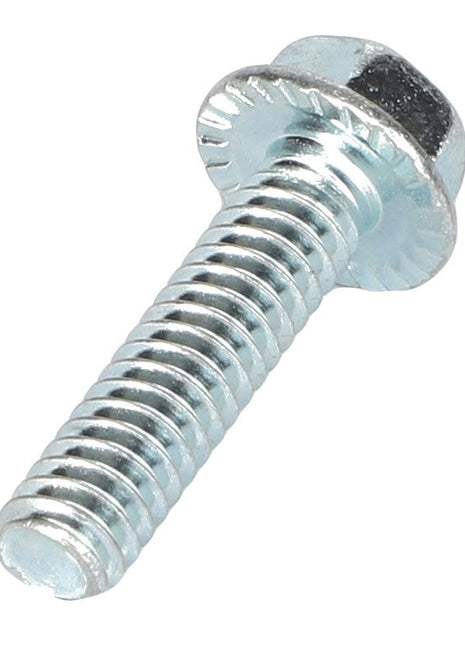 A close-up image of the AGCO | HEXAGONAL HEAD BOLT - AG060022, showcasing its silver metallic finish, hexagonal head, and meticulously threaded shaft.