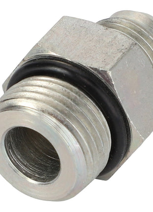 A close-up image of the AGCO | Adapter Fitting - Acp0015230, a metallic hydraulic fitting with a threaded end and a smooth end, featuring an O-ring seal. No product description available.