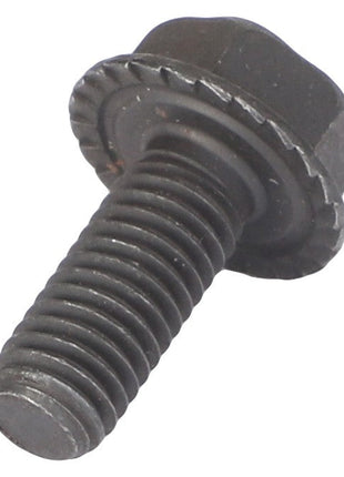 A close-up image of the AGCO LOCK SCREW - 0901-80-46-00, featuring a black metal bolt with a hexagonal head and integrated washer. No current product description information is available.