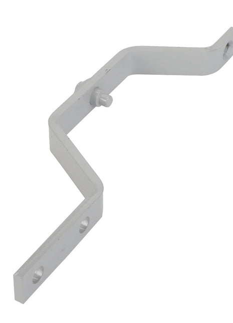 Currently, the AGCO | LEVER - D28880214, a white, L-shaped metal bracket, features three holes and a protruding peg.