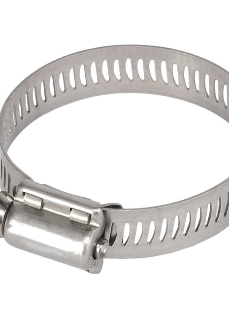 The AGCO | HOSE CLAMP - AG561231 is a metal component with a screw tightening mechanism, designed to offer excellent vibration resistance. It is used for securing hoses onto fittings and is ideal for application equipment parts. This product is an authentic AGCO Genuine Part.
