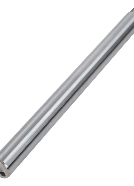 The AGCO ROD - AL12700915 is a cylindrical metallic rod predominantly in silver, designed with threading on one end and two holes on the opposite end. No current product description information is available.