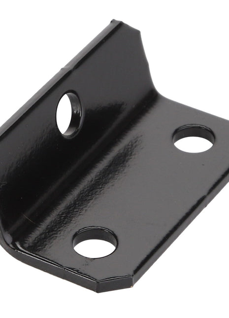 A durable black metal bracket named AGCO | BRACKET - D28981498, featuring three holes for mounting, specifically designed for structural support and seamless connection.