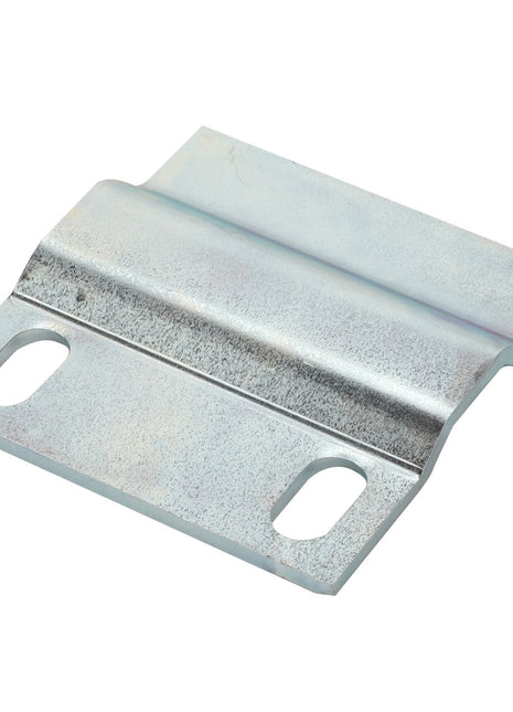 The AGCO | CLIP - D28284094 is a rectangular metal bracket featuring two elongated holes on one end and a raised center section.