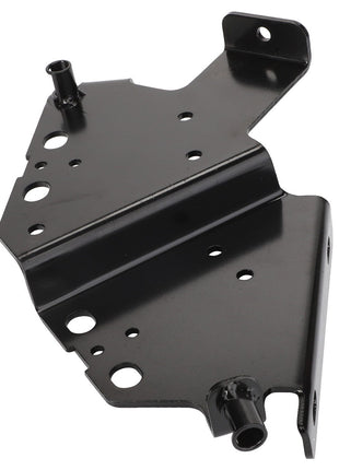 The AGCO | Support - Acw071069A, a black metal bracket featuring multiple holes and mounting points, is expertly engineered for attaching or supporting components within a mechanical structure.