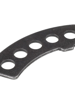 Introducing the AGCO Gray Front Hatch (Acw0765240), a premium-grade curved metal plate featuring four evenly spaced circular holes, meticulously crafted by AGCO.