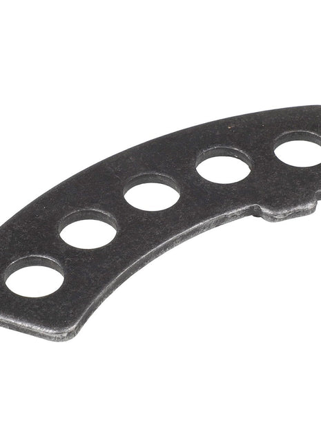 Introducing the AGCO Gray Front Hatch (Acw0765240), a premium-grade curved metal plate featuring four evenly spaced circular holes, meticulously crafted by AGCO.