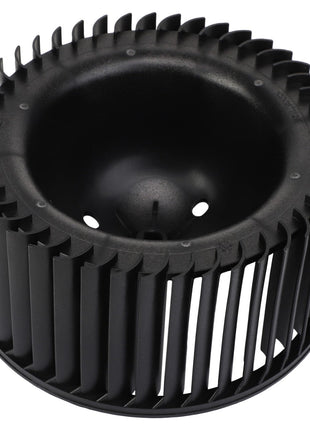 Image of the AGCO Blower Wheel - Acw0214060, a black, cylindrical, plastic part with vertical slats and a domed, perforated center, likely a component of a cooling or ventilation system. No current product description available.