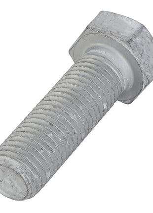 No current product description available for a close-up of the AGCO | Bolt - Acp0497690, featuring a metal hex bolt with a partially threaded shaft and a hexagonal head, displayed against a white background.
