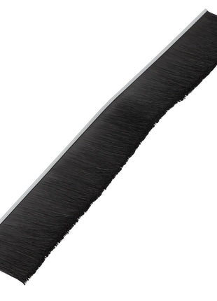 Introducing the AGCO Strip - Acw9509760, a black brush strip with a silver metal backing, perfect for sealing or sweeping applications.