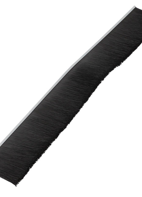 Introducing the AGCO Strip - Acw9509760, a black brush strip with a silver metal backing, perfect for sealing or sweeping applications.
