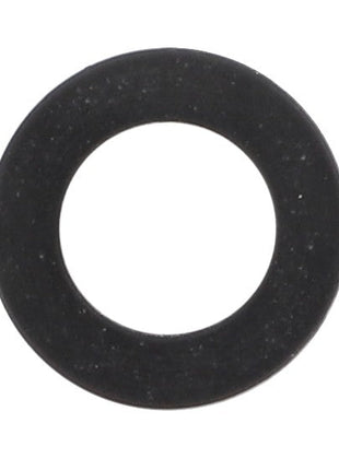 A durable AGCO | Gasket - Acw0906020, a black round rubber washer with a precise hole in the center, is essential for ensuring secure fitting and leak prevention.