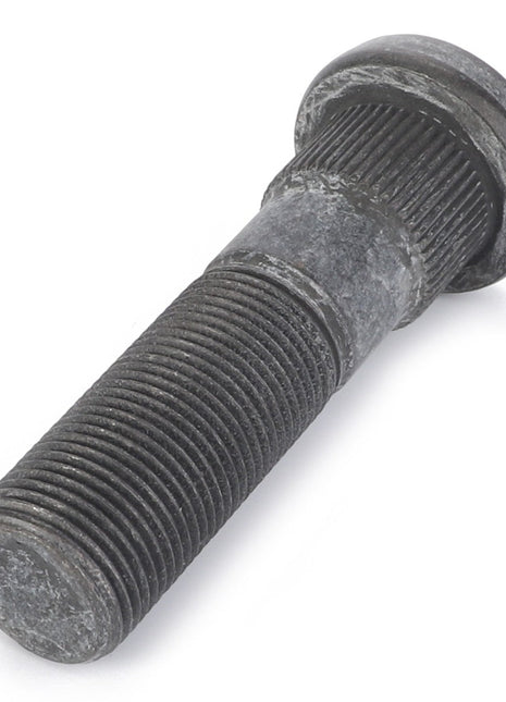 A close-up view of the AGCO | Bolt - 6210221M1 reveals a rugged metal bolt with a threaded shaft and a round head.