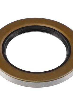 The AGCO | Seal - Acp0009500, a high-performance metal and rubber circular oil seal commonly used in automotive or machinery applications, is showcased against a pristine white background.