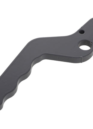 A black, ergonomically shaped lever with ridges on the handle and holes for attachment at the top end, listed as AGCO | Plate - Acx2888670 by brand AGCO. Currently, no additional product description information is available.